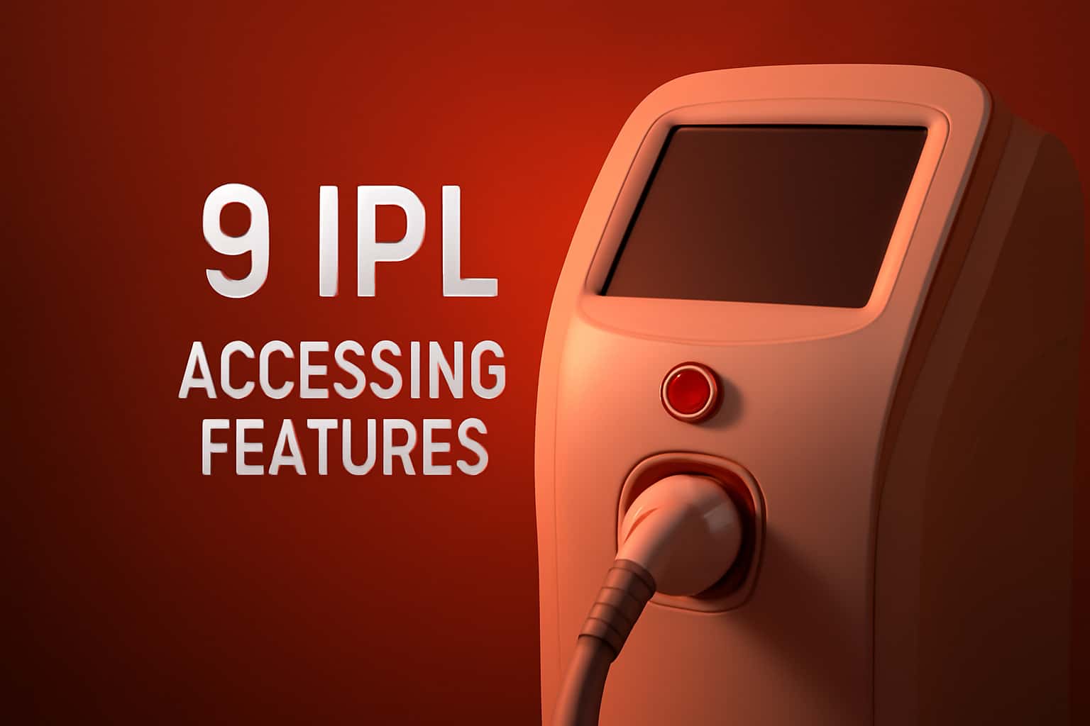 A modern illustration showing the title Accessing 9 Ipl Features with a high-tech design and #c4181a accents.