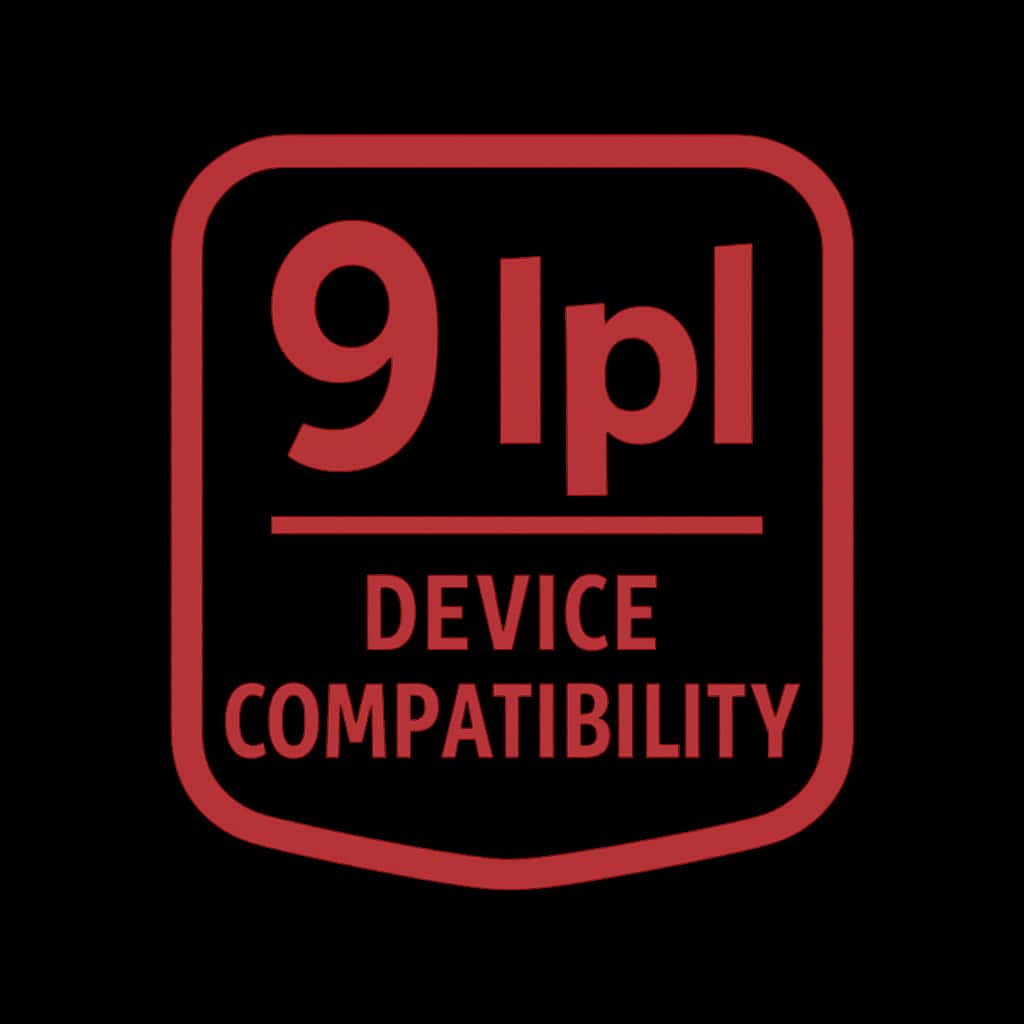 A concise badge representing 9 Ipl Device Compatibility.