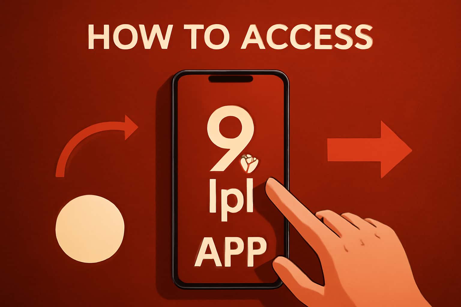 Visual representation of accessing the 9 Ipl app with a futuristic theme.