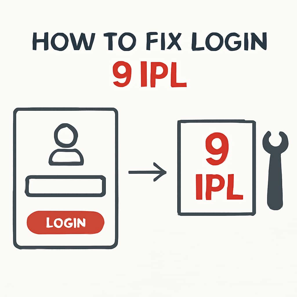 An illustration detailing steps to fix login issues on 9 Ipl.